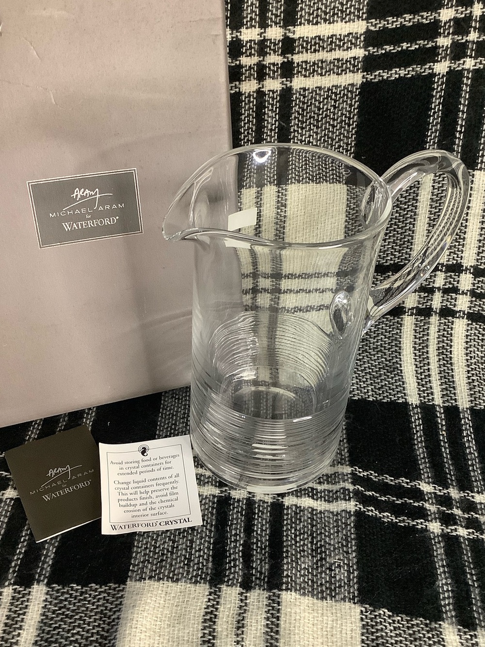 Michael Aram Waterford wood grain pitcher